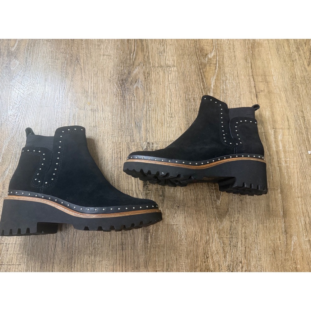Dolce Vita H2O Hue Black Suede Studded Waterproof Chelsea Lug Sole Boots Size 9